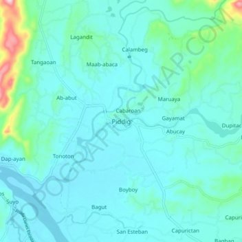 Mappa topografica Piddig, altitudine, rilievo
