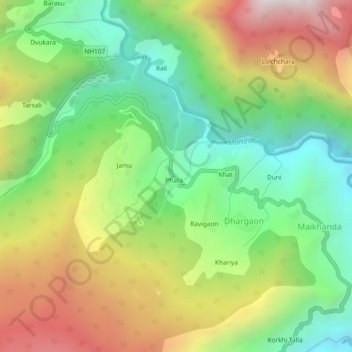 Mappa topografica Phata, altitudine, rilievo
