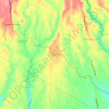Mappa topografica Bangahan, altitudine, rilievo