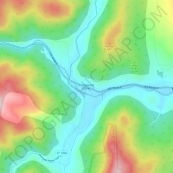 Mappa topografica Bridgewater Corners, altitudine, rilievo