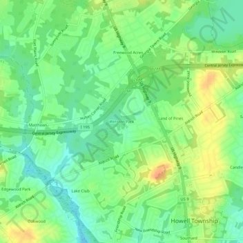 Mappa topografica Winston Park, altitudine, rilievo
