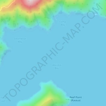 Mappa topografica Waitātā Bay, altitudine, rilievo