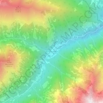 Mappa topografica Sant'Anna Valdieri, altitudine, rilievo