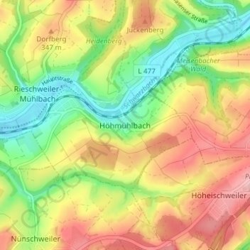 Mappa topografica Höhmühlbach, altitudine, rilievo