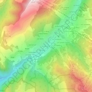 Mappa topografica Les Perrières, altitudine, rilievo