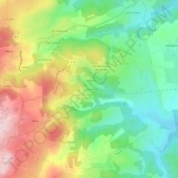 Mappa topografica Le Sauzet, altitudine, rilievo