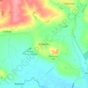 Mappa topografica Slawston, altitudine, rilievo