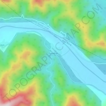 Mappa topografica Ranaghat, altitudine, rilievo