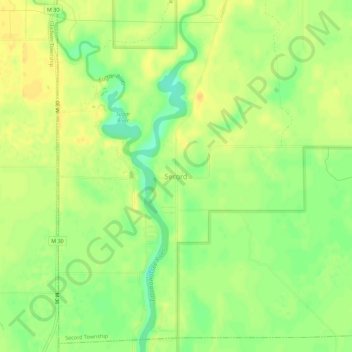 Mappa topografica Secord, altitudine, rilievo