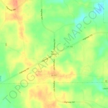Mappa topografica Martin, altitudine, rilievo