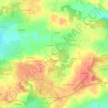 Mappa topografica La Hutte, altitudine, rilievo