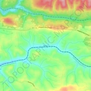 Mappa topografica Vicker, altitudine, rilievo