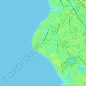 Mappa topografica Miramar Terrace, altitudine, rilievo