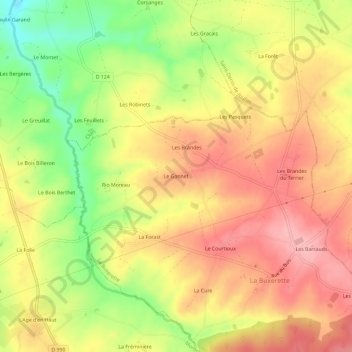 Mappa topografica Le Gannet, altitudine, rilievo