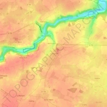 Mappa topografica La Maynie, altitudine, rilievo
