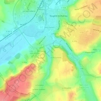 Mappa topografica Chesneau, altitudine, rilievo