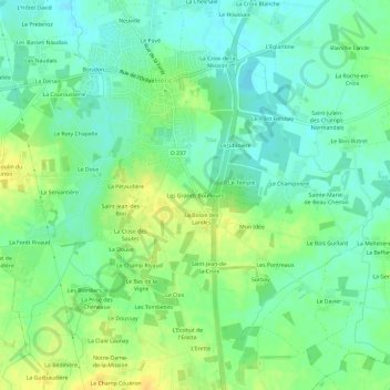 Mappa topografica Les Grands Bouhours, altitudine, rilievo