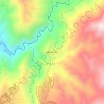 Mappa topografica Alto Bonito, altitudine, rilievo