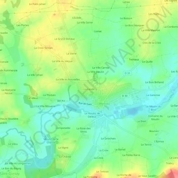 Mappa topografica La Lande, altitudine, rilievo