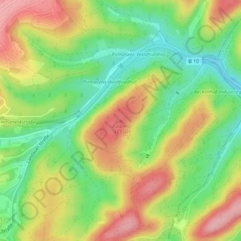 Mappa topografica Glasberg, altitudine, rilievo