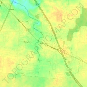 Mappa topografica White Oaks, altitudine, rilievo