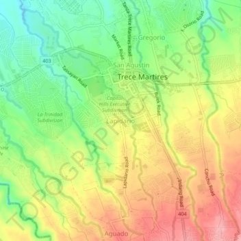 Mappa topografica Lapidario, altitudine, rilievo