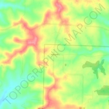 Mappa topografica Vanzant, altitudine, rilievo