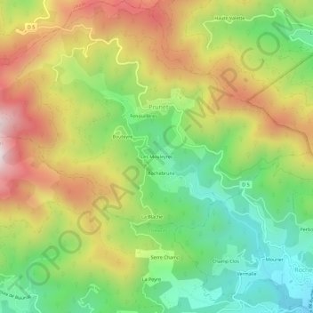 Mappa topografica Les Mouleyres, altitudine, rilievo