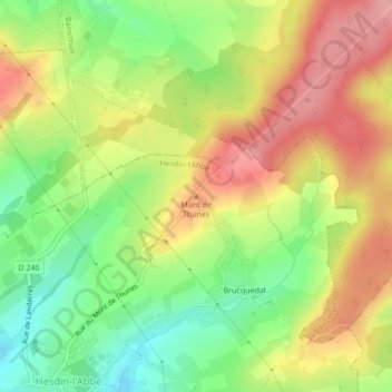 Mappa topografica Mont de Thunes, altitudine, rilievo