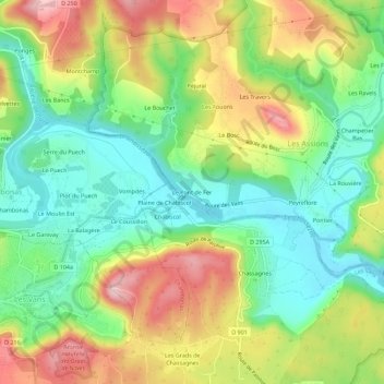 Mappa topografica Le Pont de Fer, altitudine, rilievo