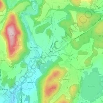 Mappa topografica Mail, altitudine, rilievo