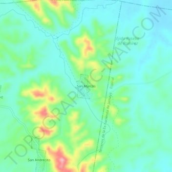 Mappa topografica San Marcos, altitudine, rilievo