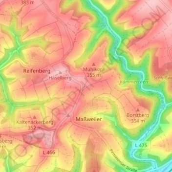 Mappa topografica Häselbergerhof, altitudine, rilievo