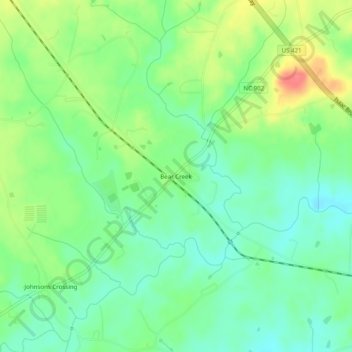 Mappa topografica Bear Creek, altitudine, rilievo