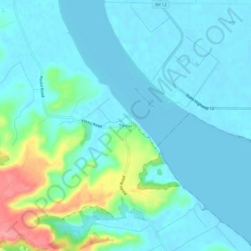 Mappa topografica Tikinui, altitudine, rilievo