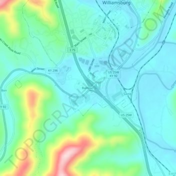 Mappa topografica Balltown, altitudine, rilievo