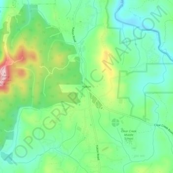 Mappa topografica Yukon, altitudine, rilievo