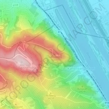 Mappa topografica Leopoldsberg, altitudine, rilievo