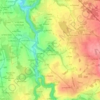 Mappa topografica La Bouétardais, altitudine, rilievo
