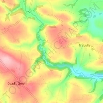 Mappa topografica Lower Larrick, altitudine, rilievo