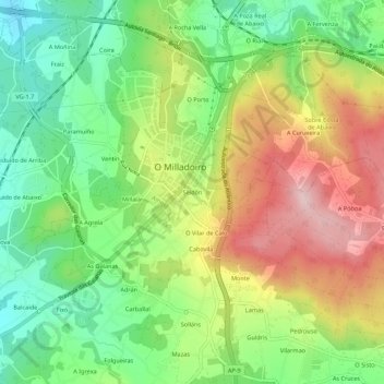 Mappa topografica Seidón, altitudine, rilievo