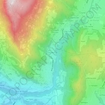 Mappa topografica Chez Mermier, altitudine, rilievo