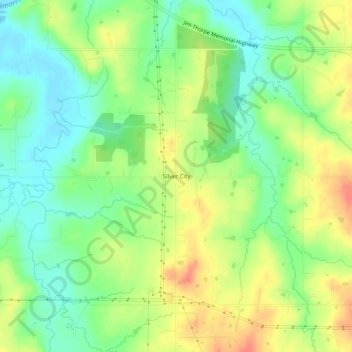 Mappa topografica Silver City, altitudine, rilievo