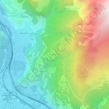 Mappa topografica Champessuit, altitudine, rilievo