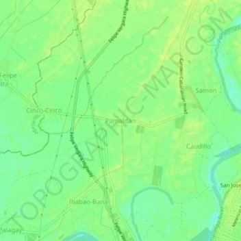 Mappa topografica Pamaldan, altitudine, rilievo