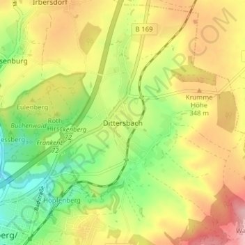 Mappa topografica Dittersbach, altitudine, rilievo