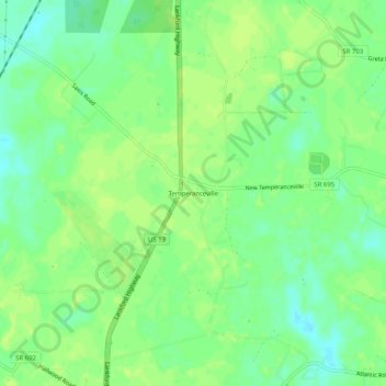 Mappa topografica Temperanceville, altitudine, rilievo
