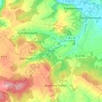 Mappa topografica Proß, altitudine, rilievo