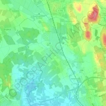 Mappa topografica Kluftern, altitudine, rilievo