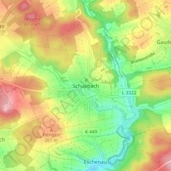 Mappa topografica Schupbach, altitudine, rilievo